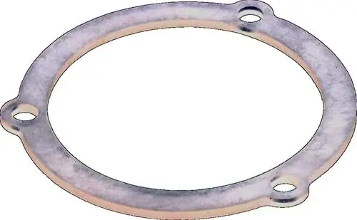 Metallene Dichtung von Wolf mit rundem Design und zwei Bohrungen für die Montage. Ideal zur Abdichtung zwischen Flanschen.